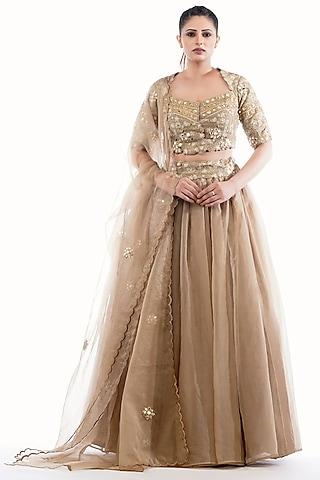 nude embroidered lehenga set