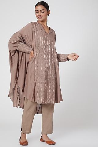 nude embroidered tunic set