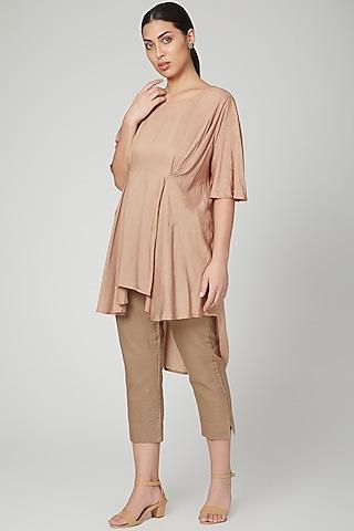 nude high-low tunic