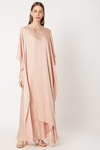 nude jewel neck embroidered cape