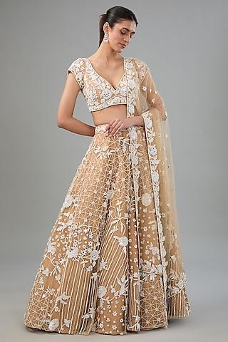 nude net cutdana embroidered lehenga set