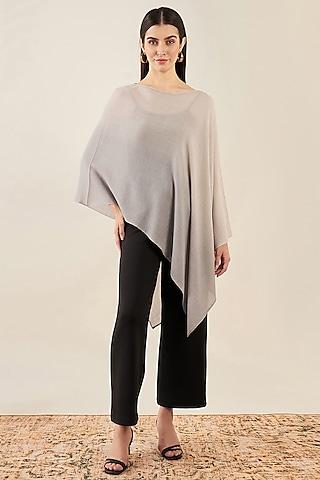 nude ombre cashmere crystal embellishment asymmetrical poncho top