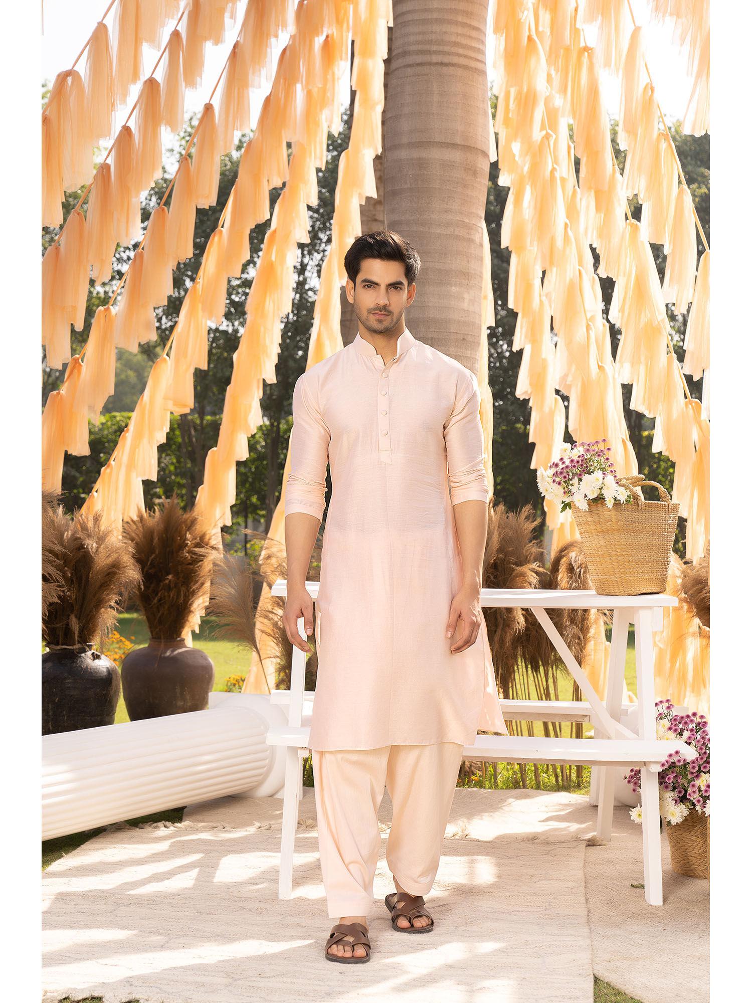 nude pink kurta (set of 2)