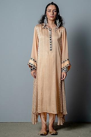 nude printed & embroidered kurta set