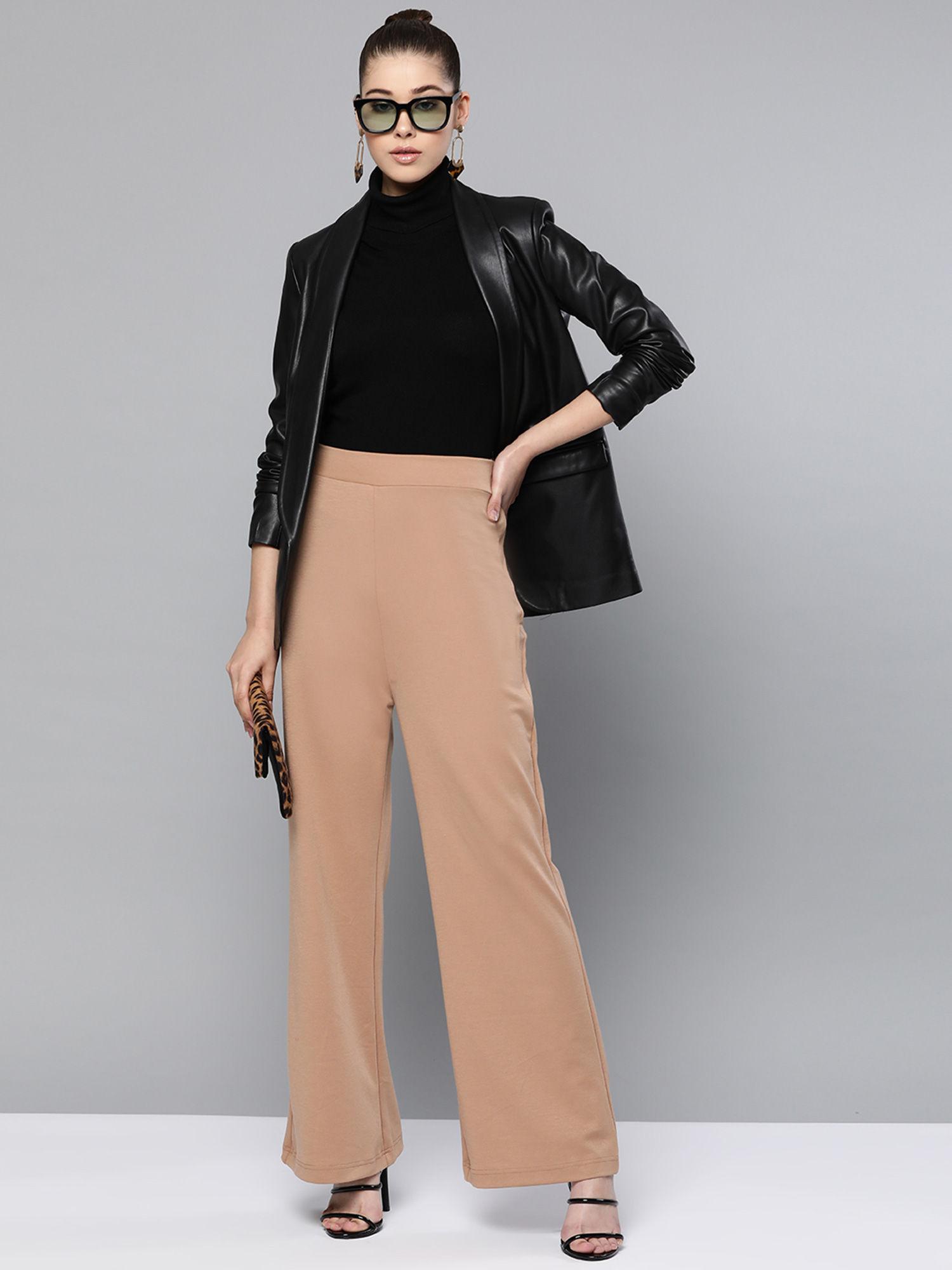 nude solid pants
