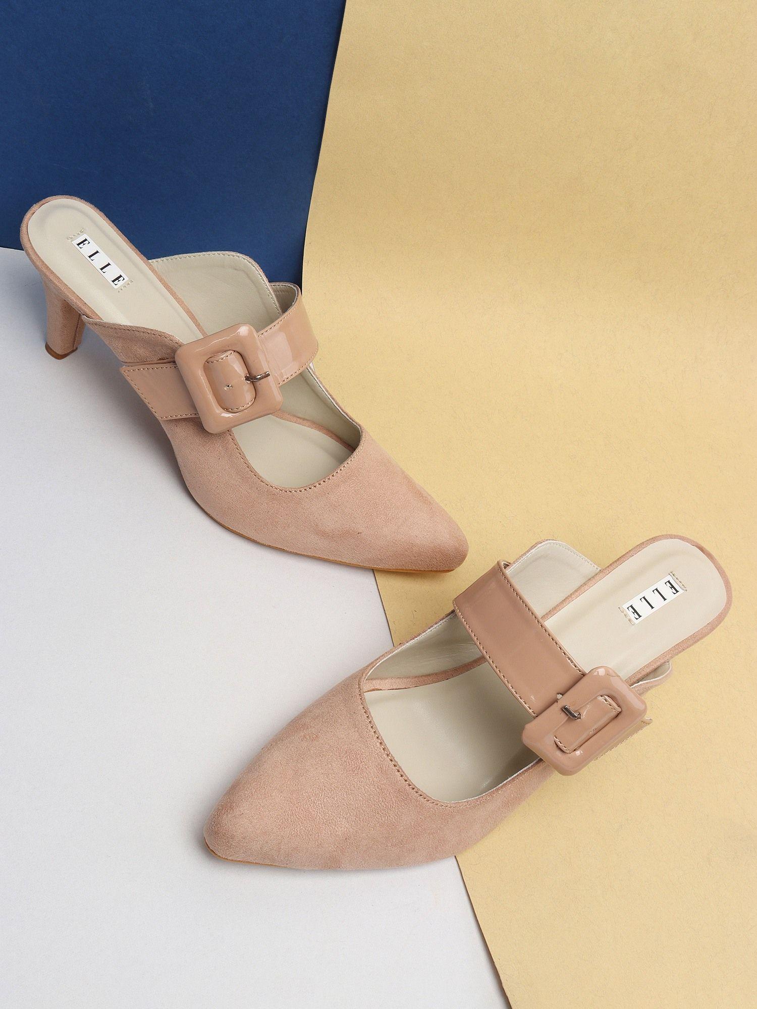 nude women buckle mules