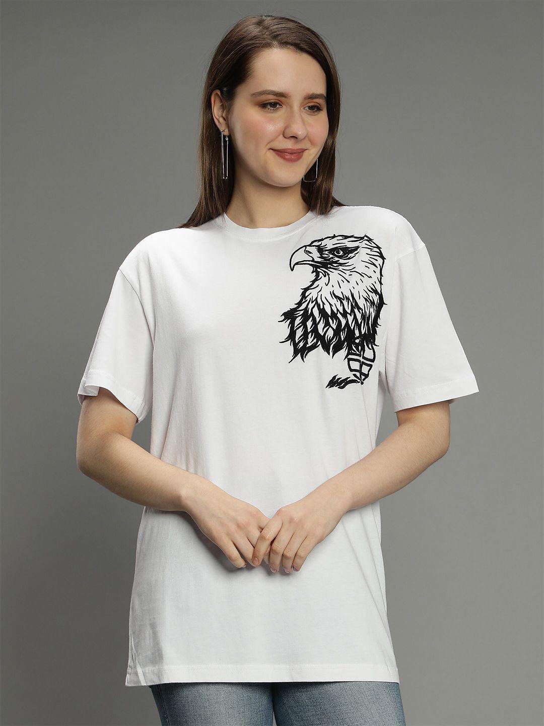 nuevosdamas women off white typography drop-shoulder sleeves t-shirt