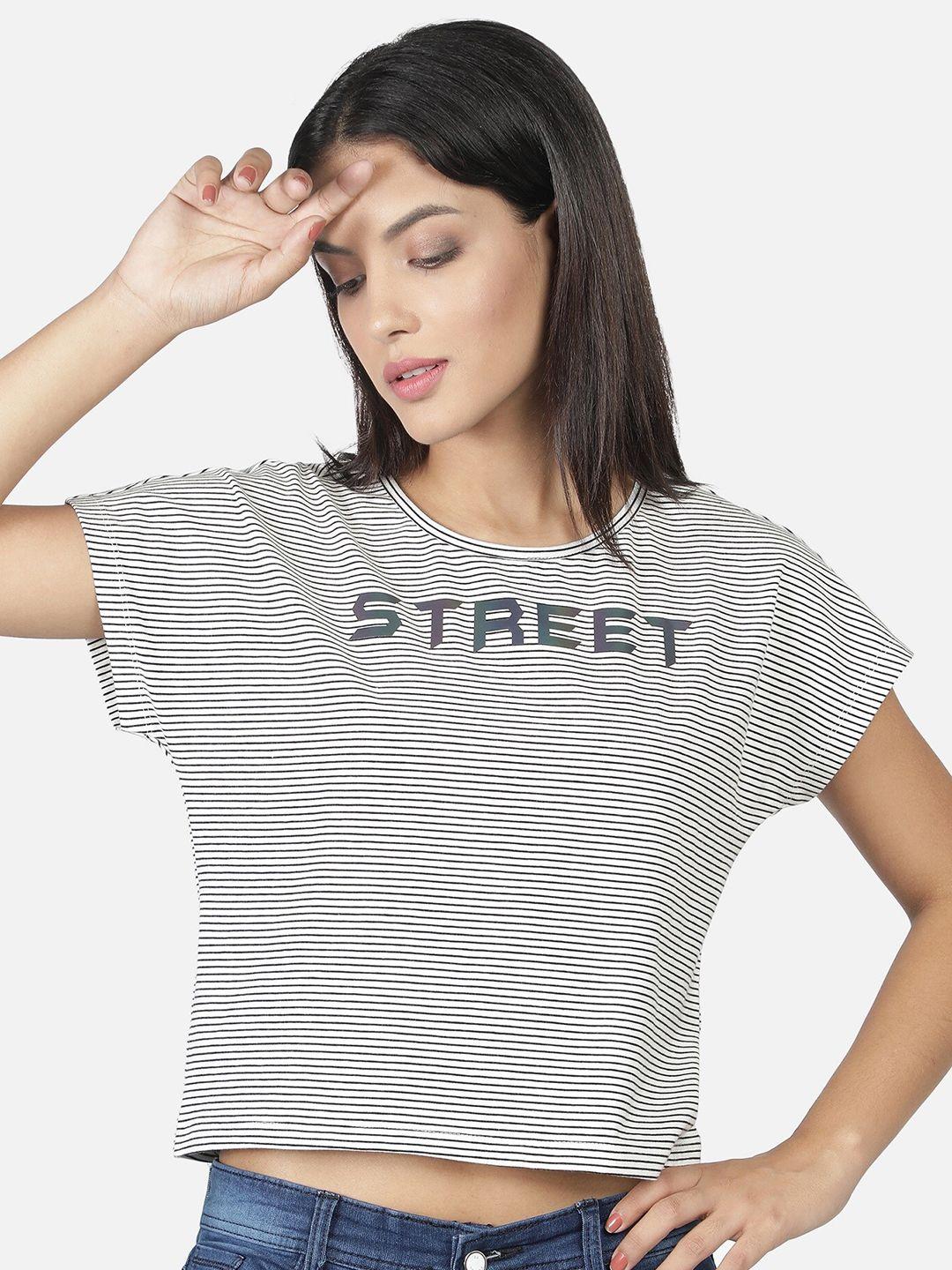 nuevosdamas women white typography extended sleeves t-shirt
