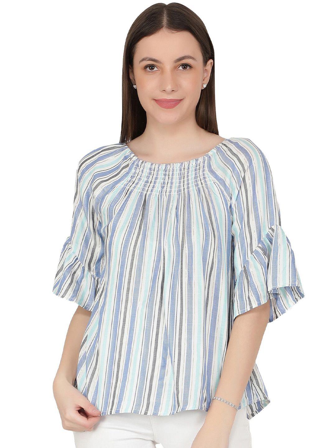 nuevosdamas  women blue & green striped top