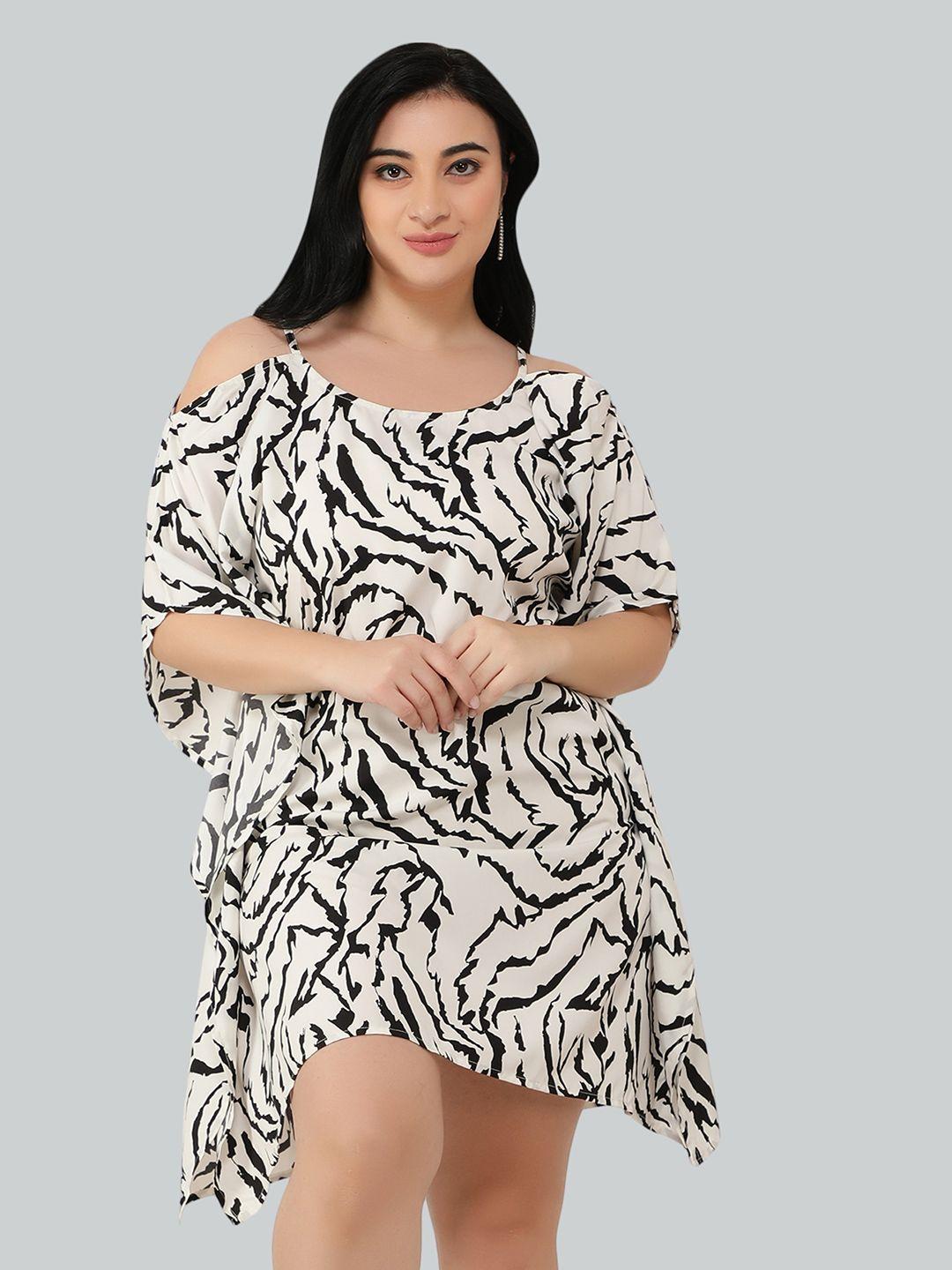 nuevosdamas abstract cold-shoulder asymmetrical kaftan dress