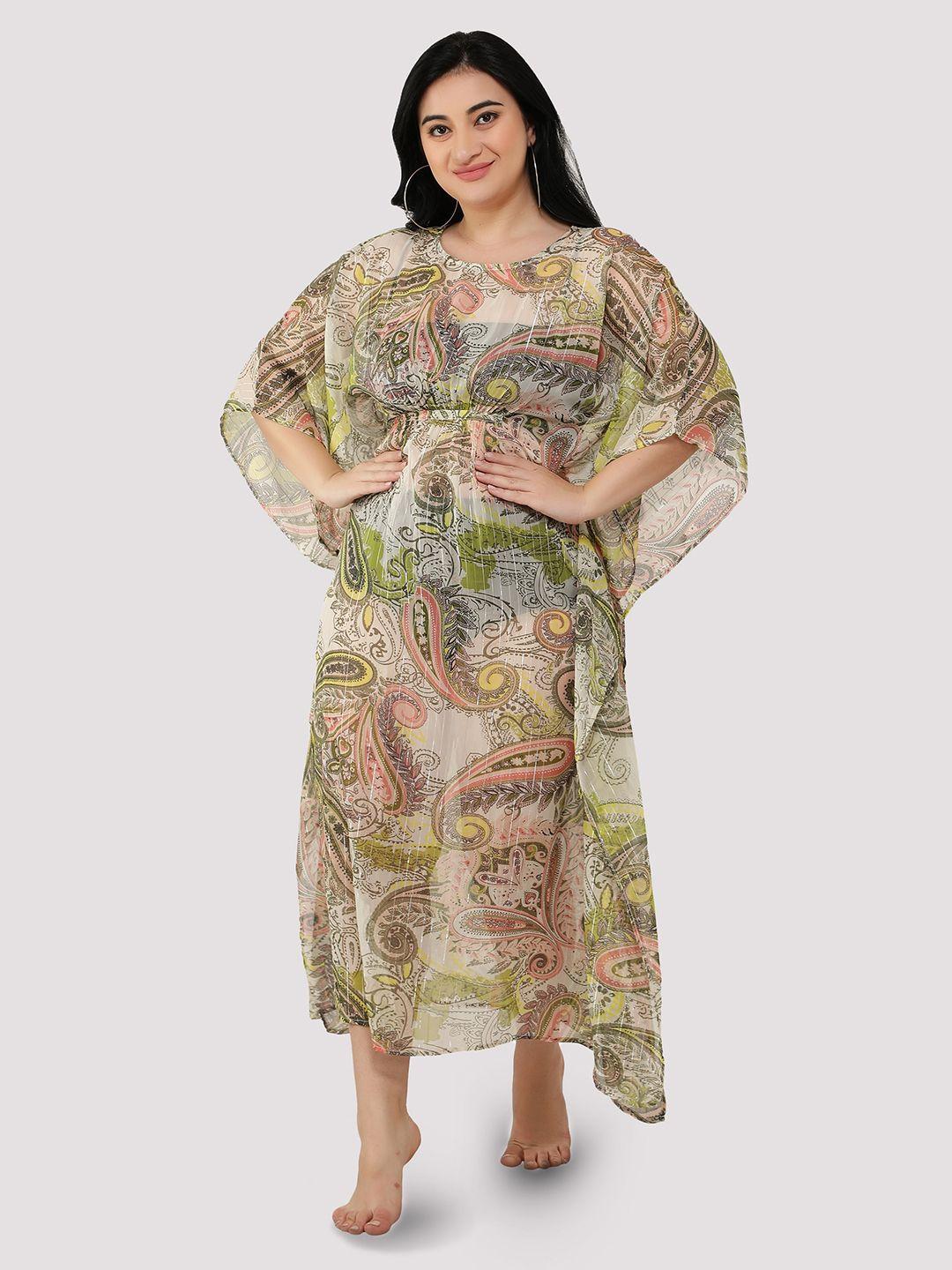 nuevosdamas floral georgette kaftan maxi dress