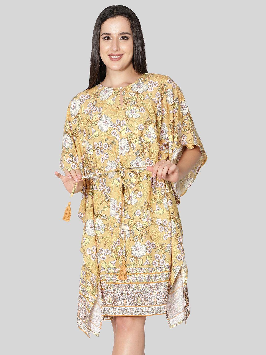 nuevosdamas floral keyhole neck kaftan dress