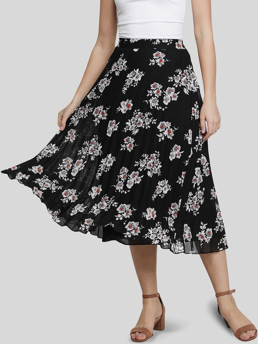 nuevosdamas floral printed a line midi pleated skirt