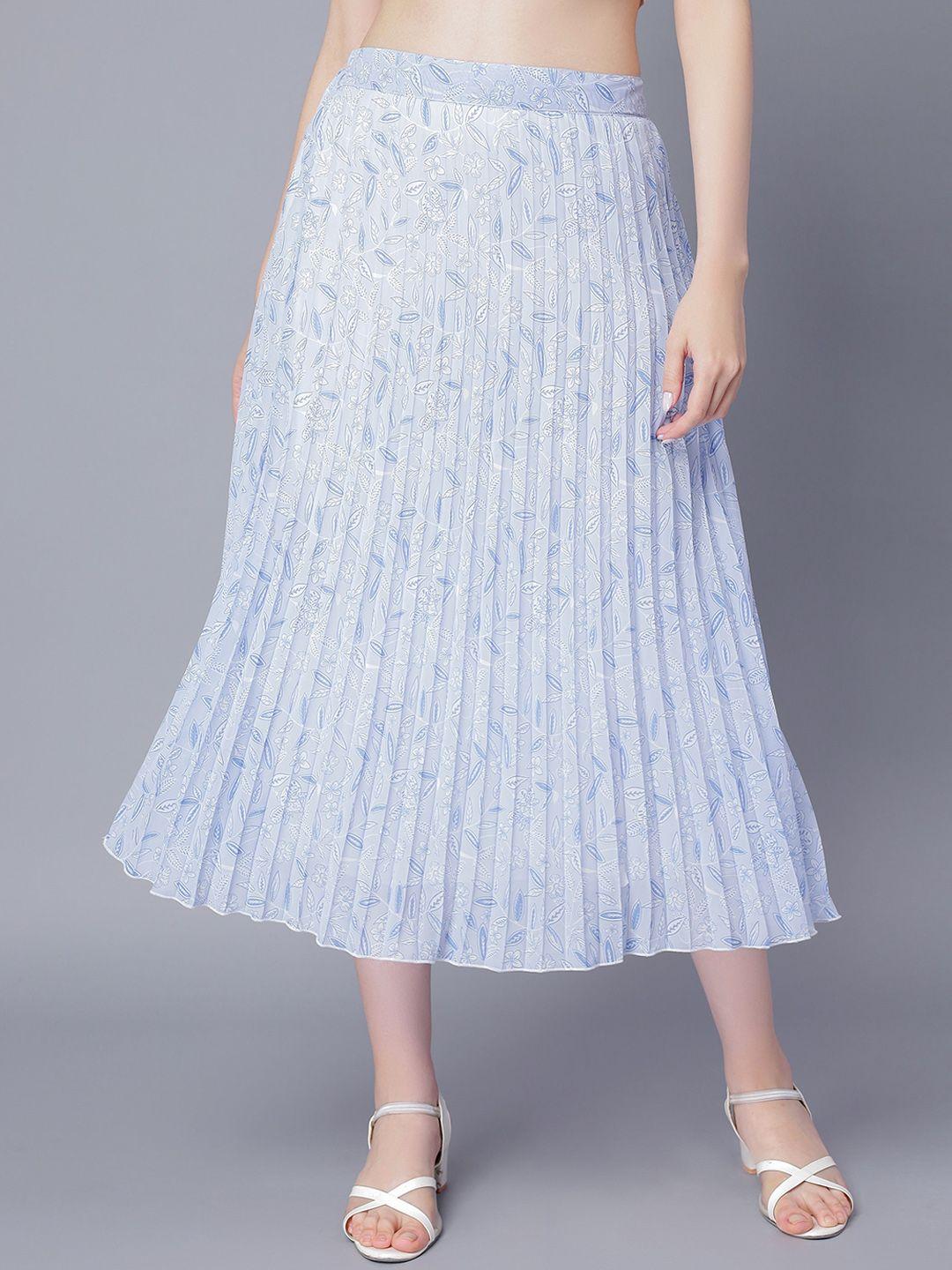 nuevosdamas floral printed accordion pleats georgette a-line midi skirt