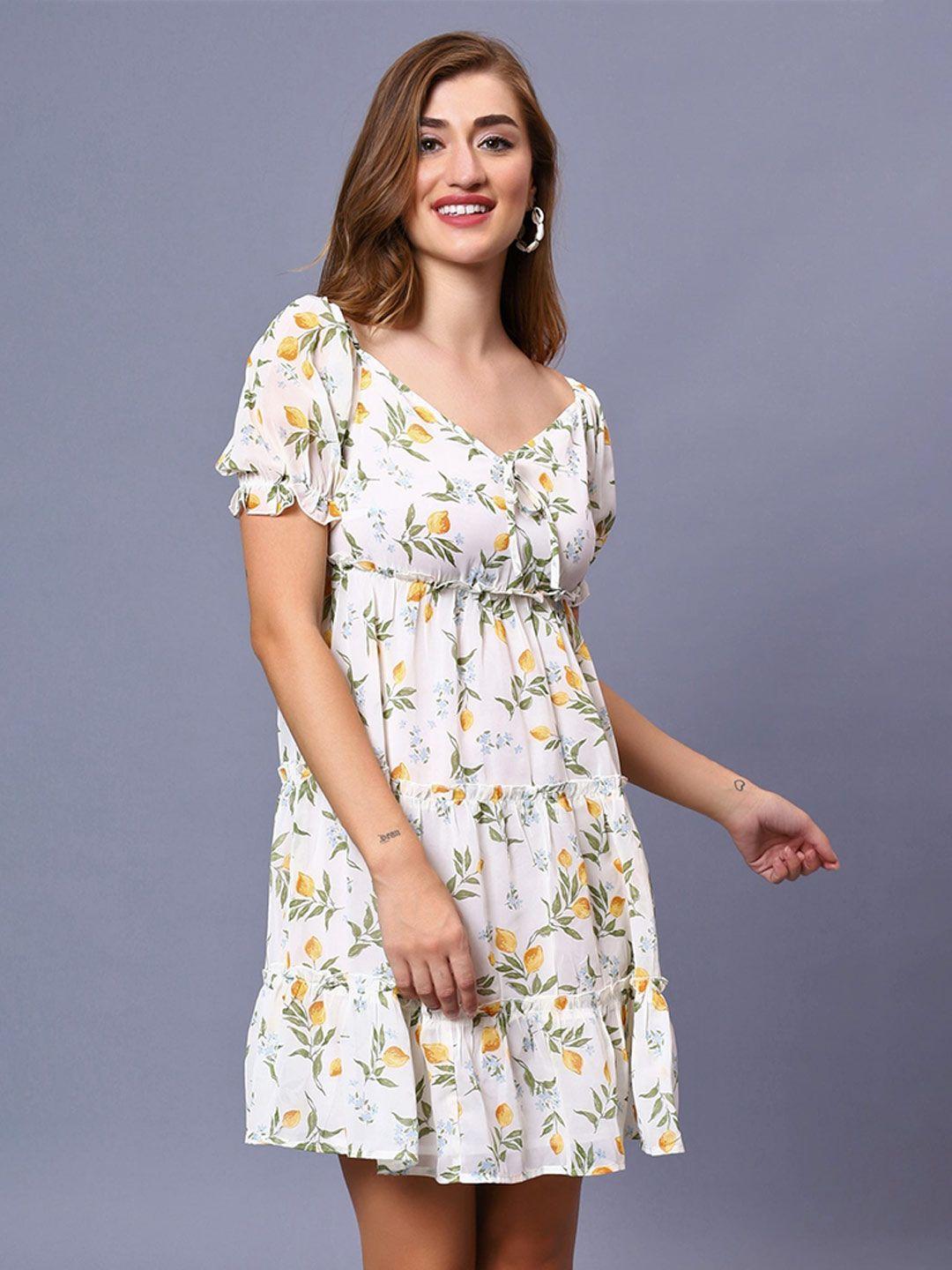 nuevosdamas floral printed georgette empire dress