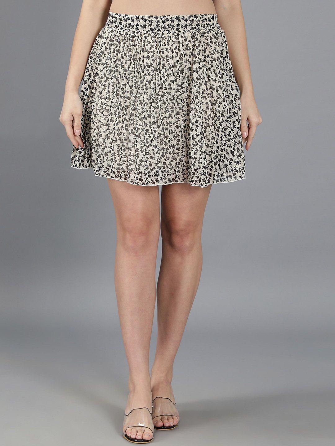 nuevosdamas floral printed pleated mini a-line skirt