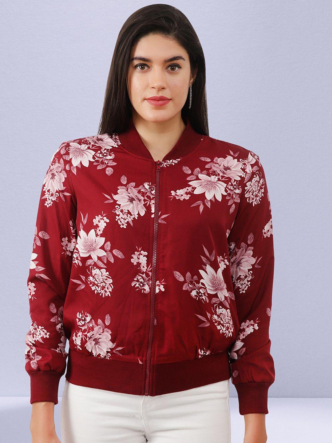 nuevosdamas floral printed stand collar bomber jacket