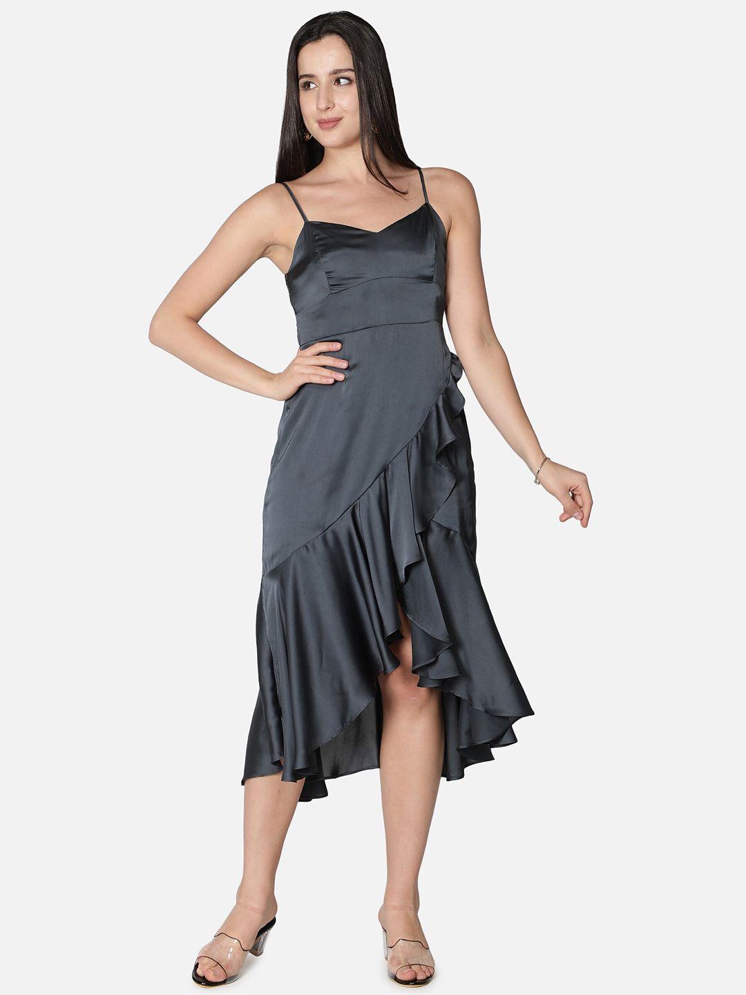 nuevosdamas grey satin midi dress