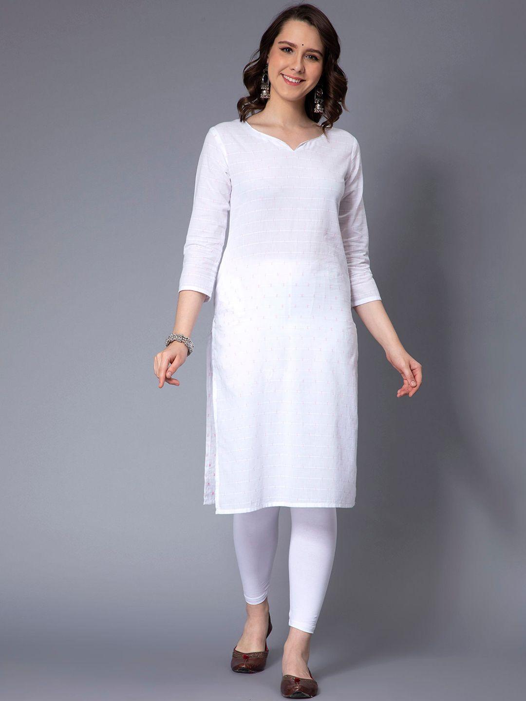 nuevosdamas horizontal striped thread work kurta