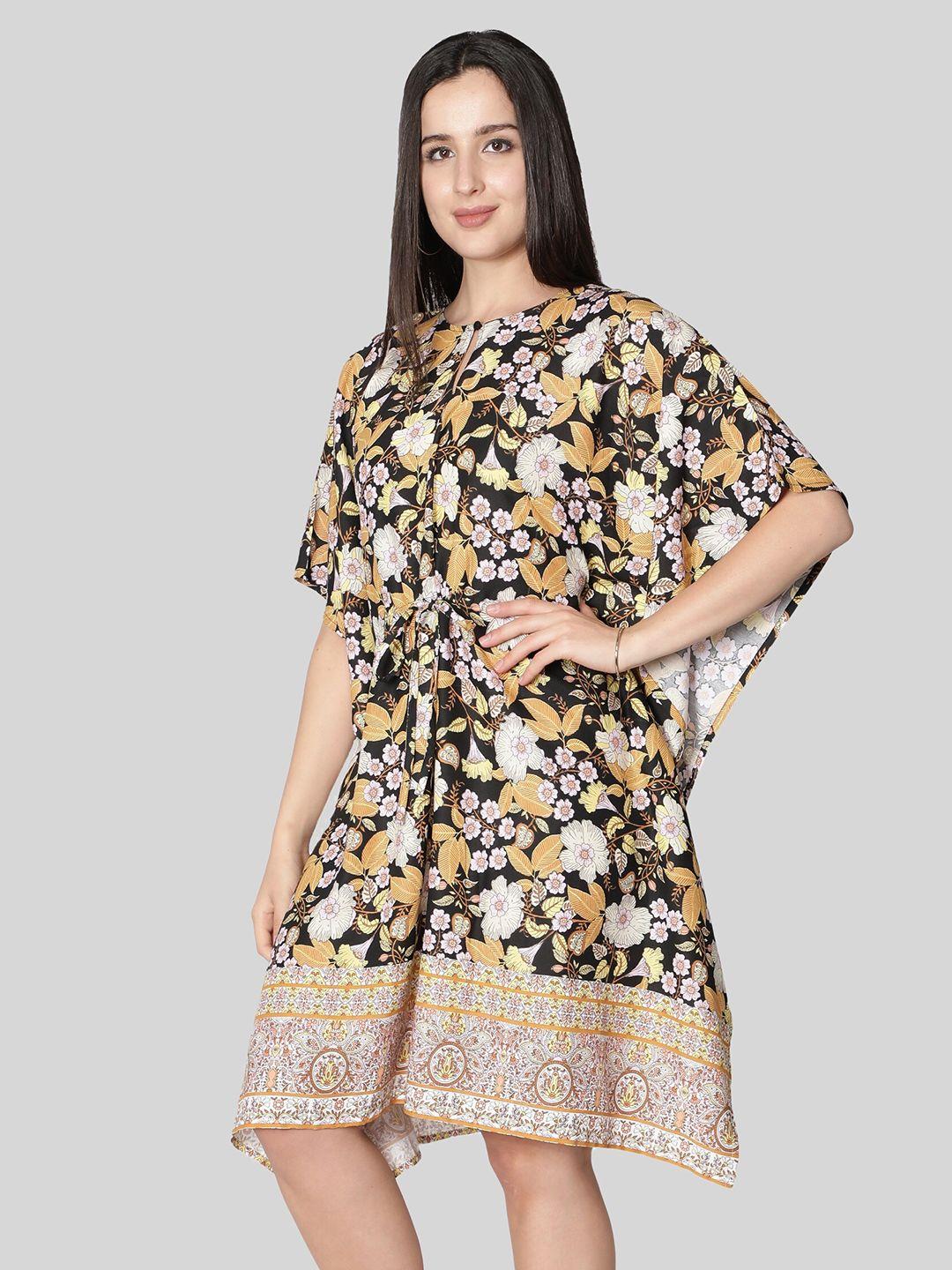 nuevosdamas keyhole neck floral printed kaftan dress