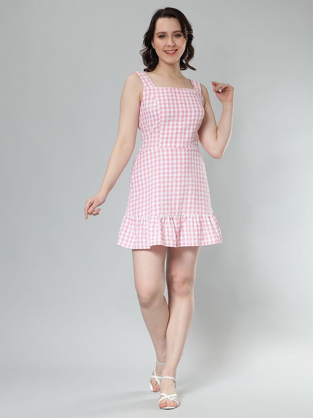 nuevosdamas shoulder straps checked a-line dress