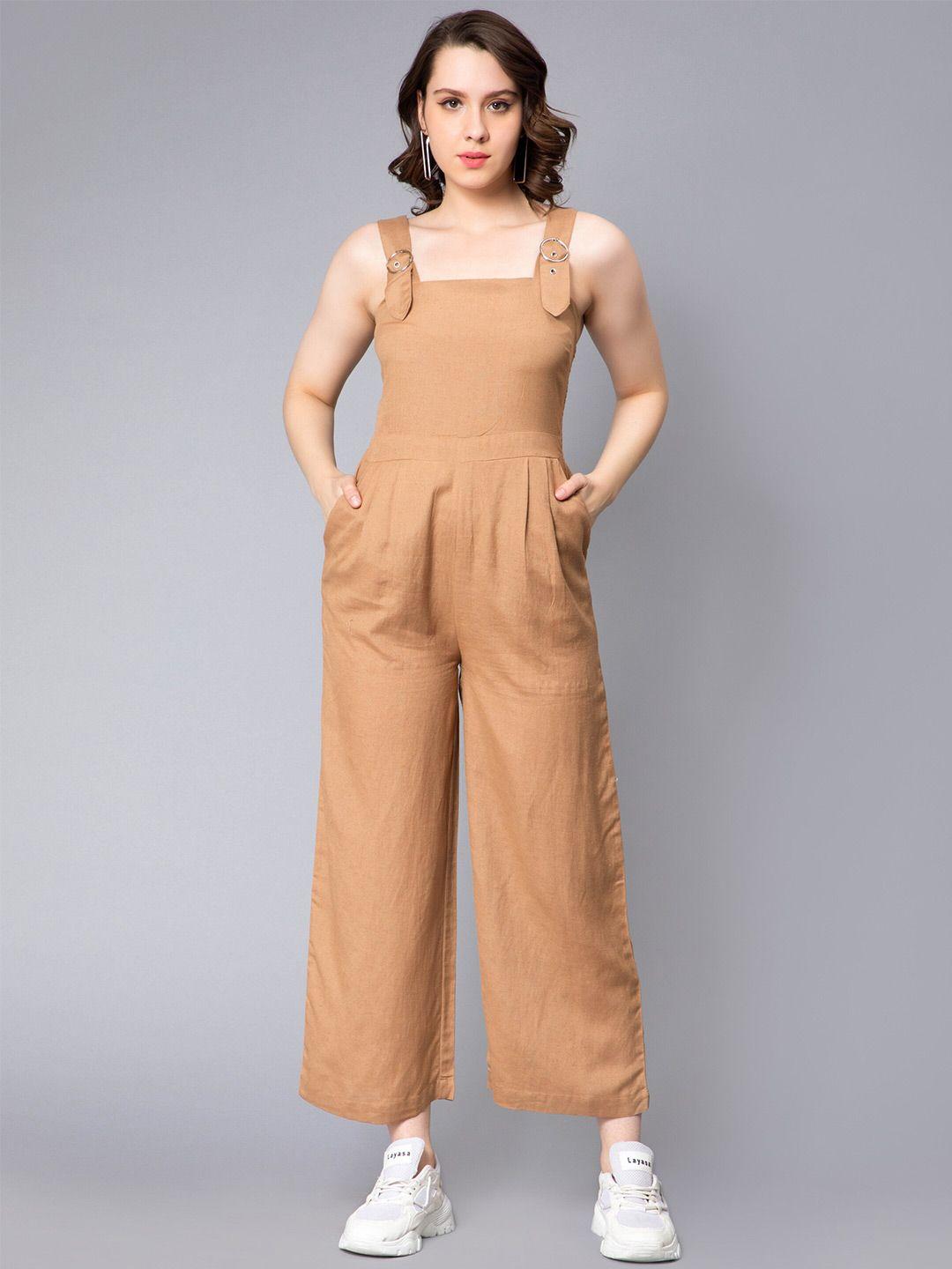 nuevosdamas shoulder straps smocked basic jumpsuit