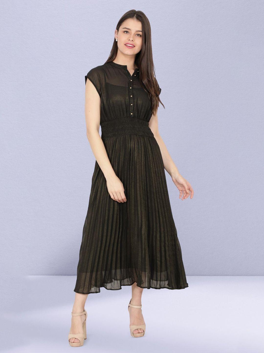 nuevosdamas striped georgette fit & flare midi dress