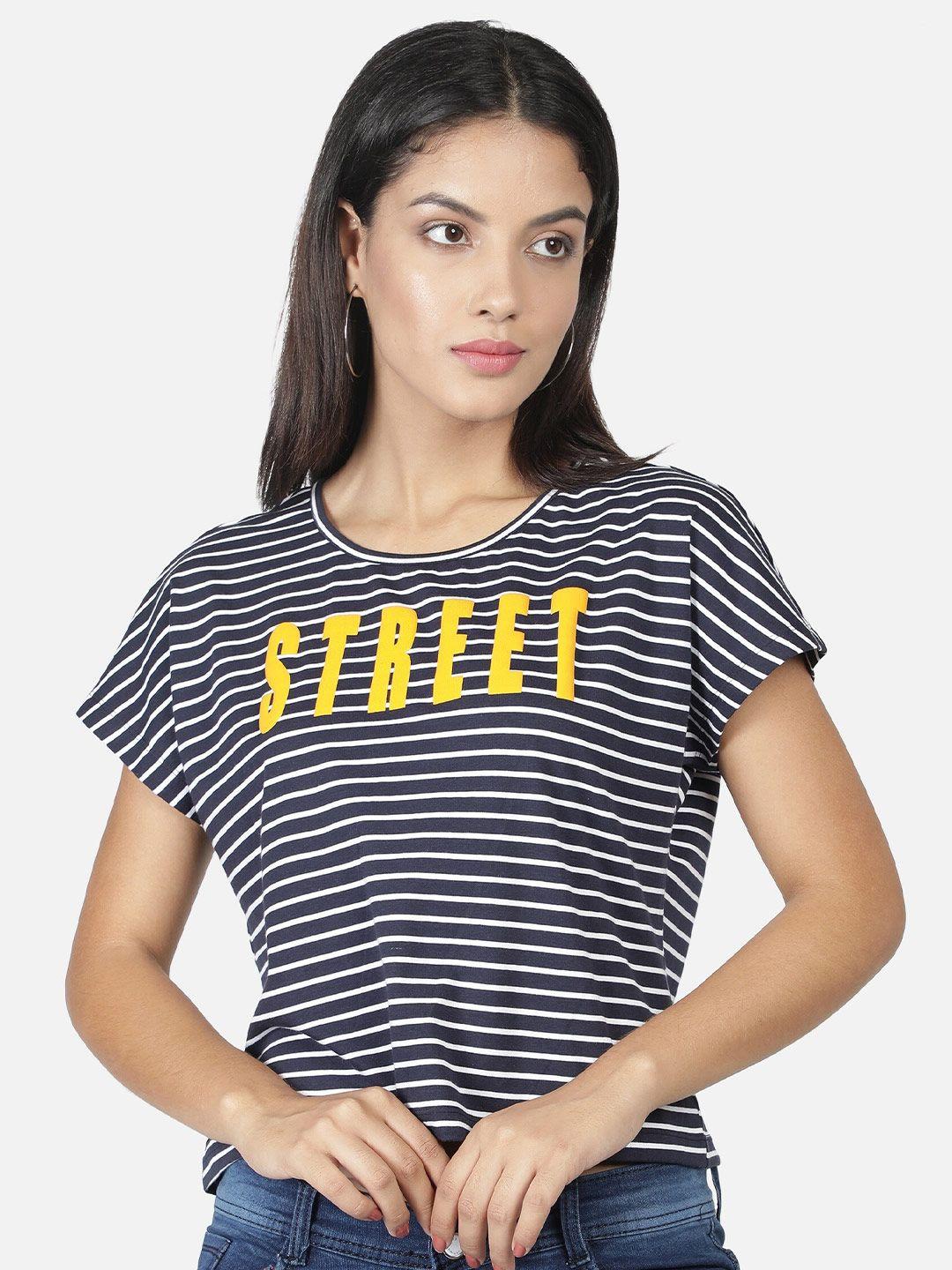 nuevosdamas women blue striped t-shirt