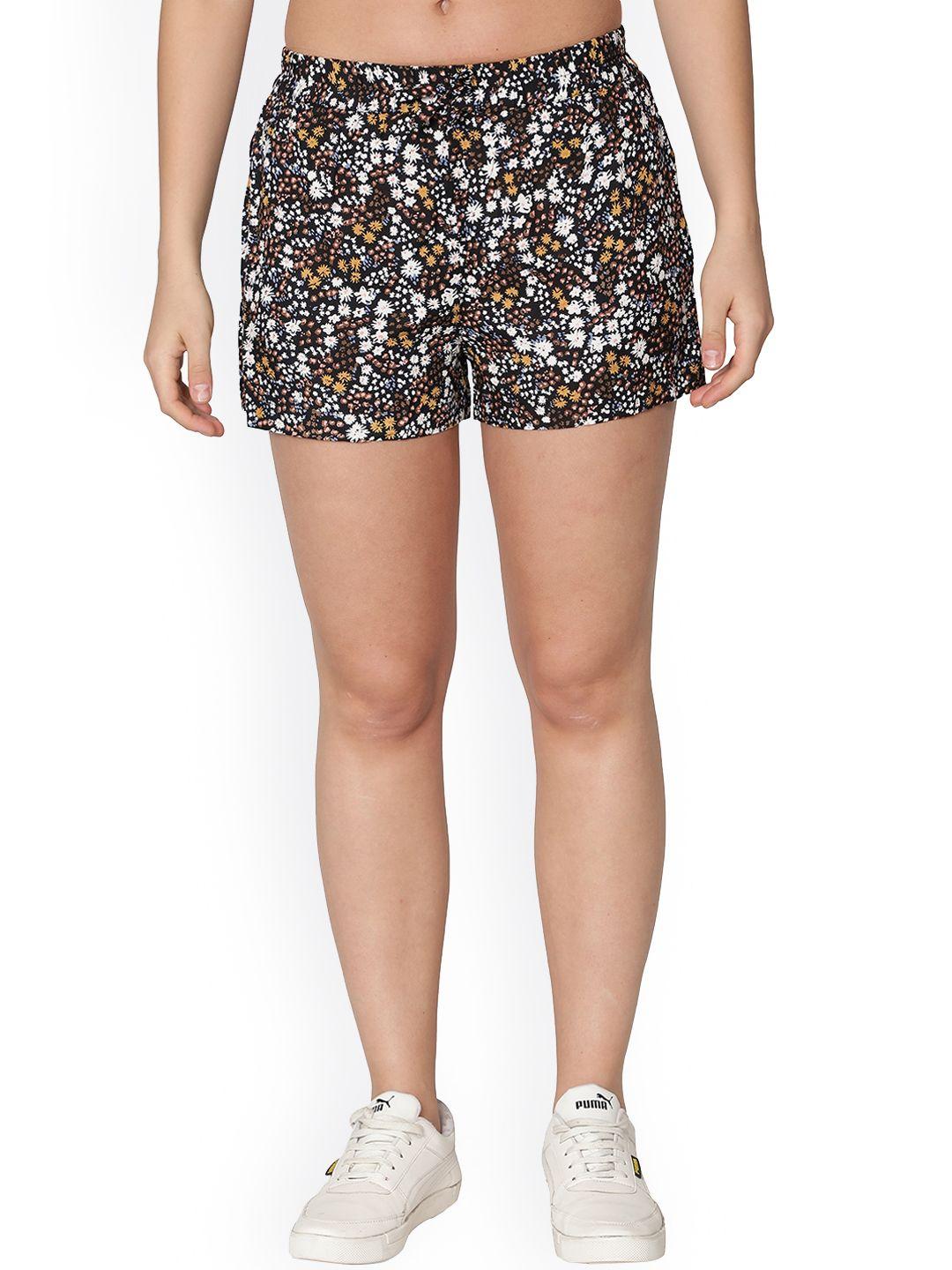 nuevosdamas women mid-rise floral printed shorts