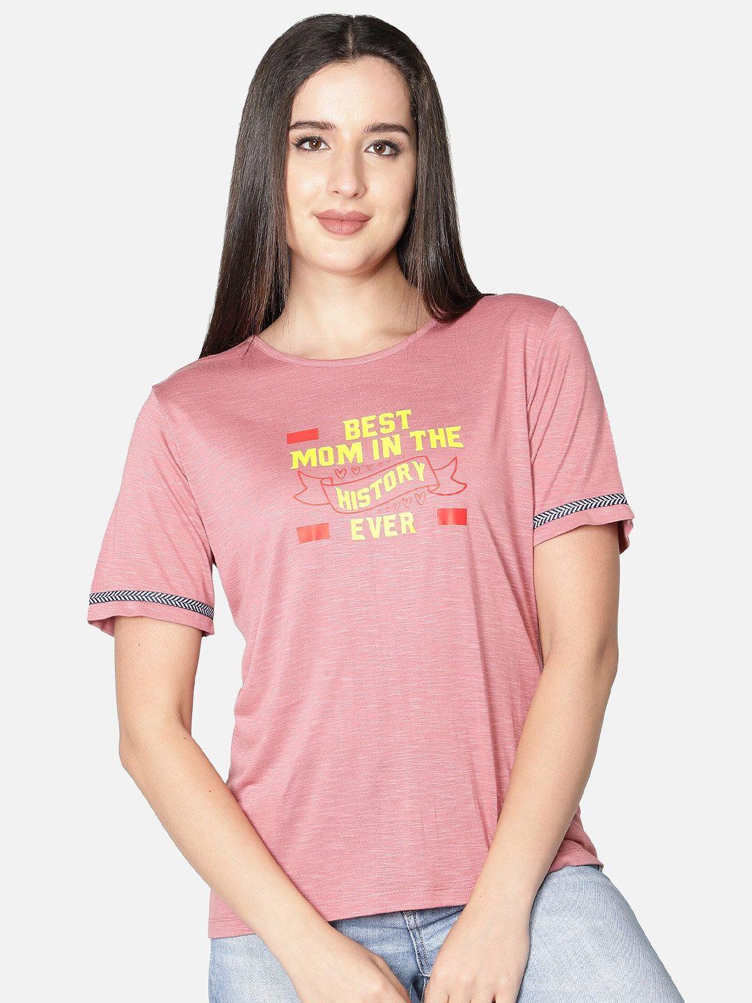 nuevosdamas women pink typography printed t-shirt