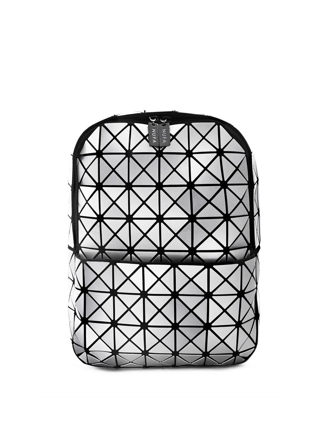 nufa unisex silver-toned & black geometric backpack