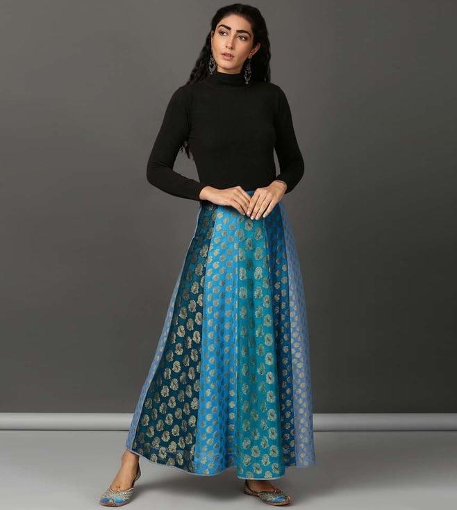 nuhh blue multi confetti gerogette panel skirt