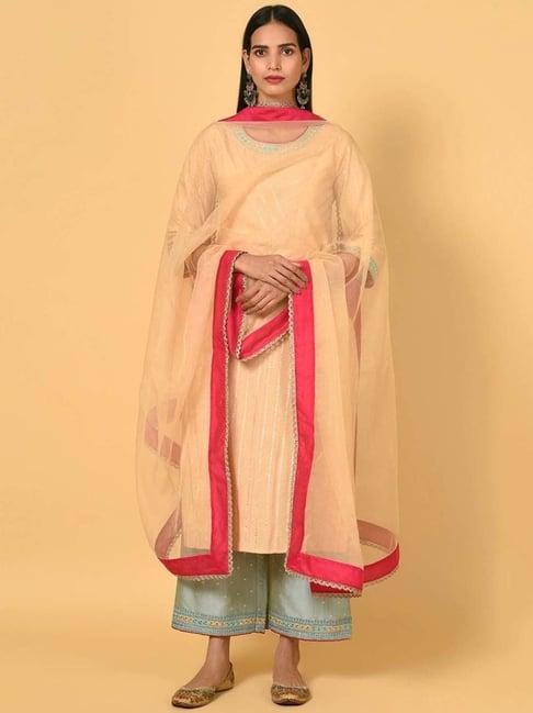 nuhh ecru kurta with pant & dupatta