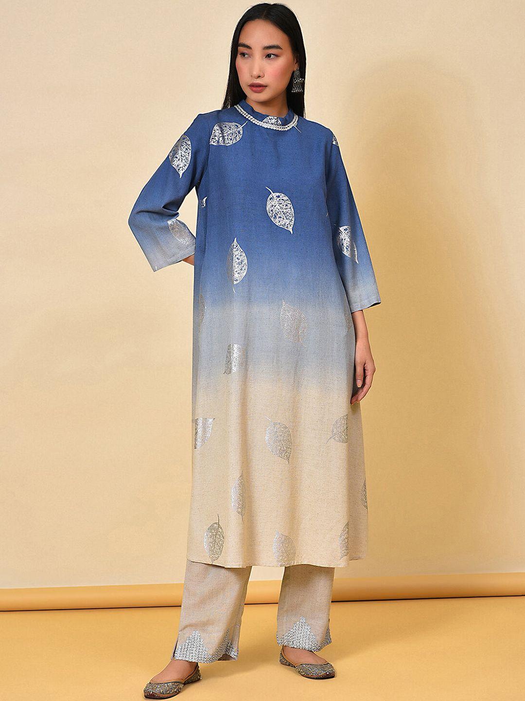 nuhh floral printed a-line kurta with trousers