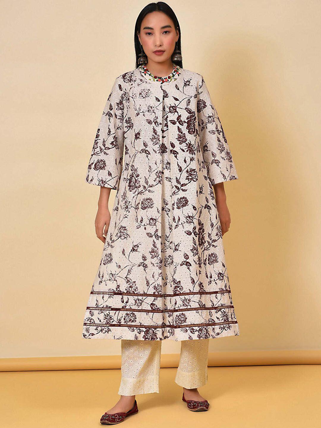 nuhh floral printed pure cotton kurta with trousers