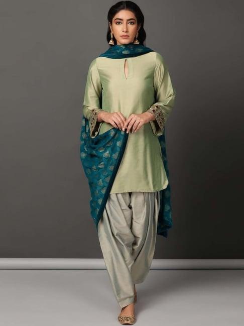 nuhh green kurta and salwaar set with dupatta