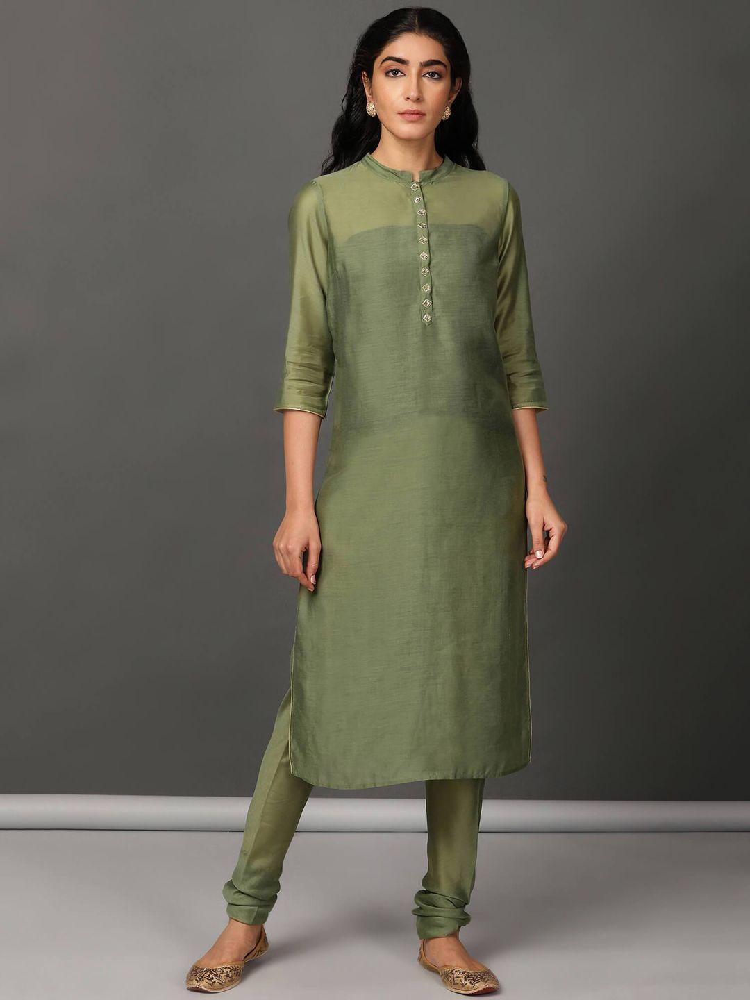 nuhh mandarin collar kurta with churidar