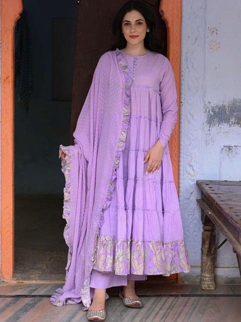 nuhh purple zahra mauve summer special kurta with pant and dupatta