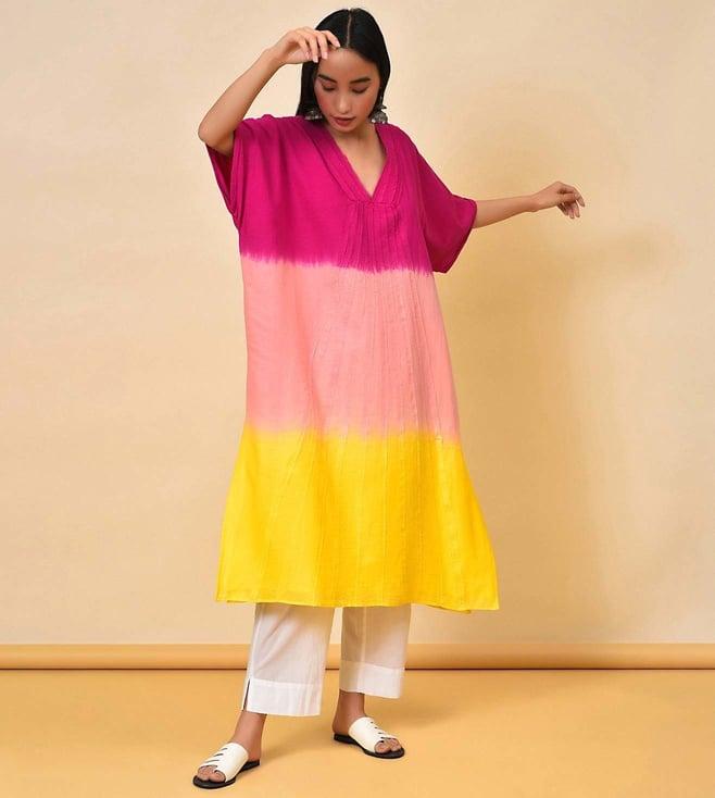 nuhh susegad dripped in sorbet kaftan kurta