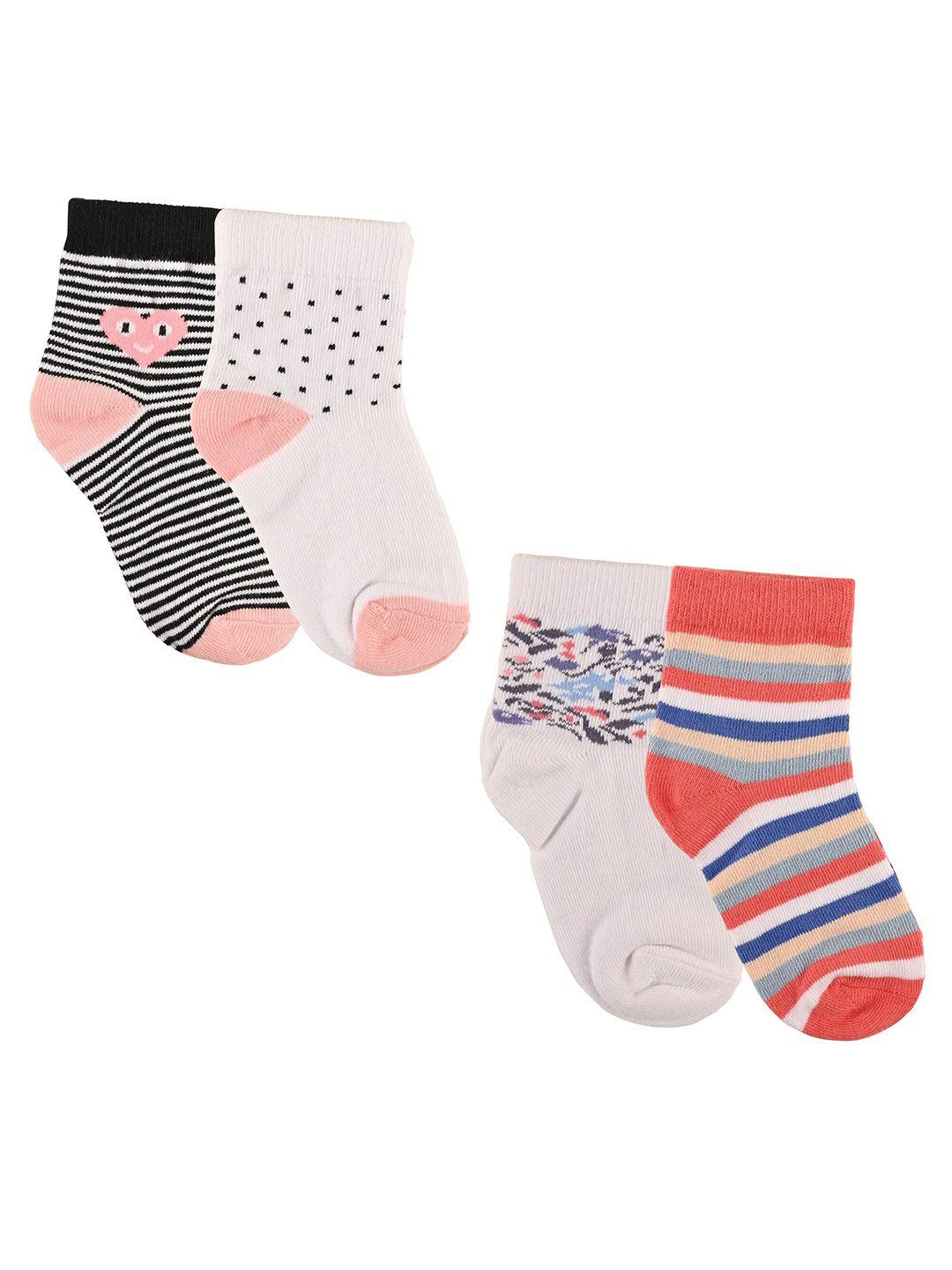 nuluv girls set of 4 striped ankle length socks