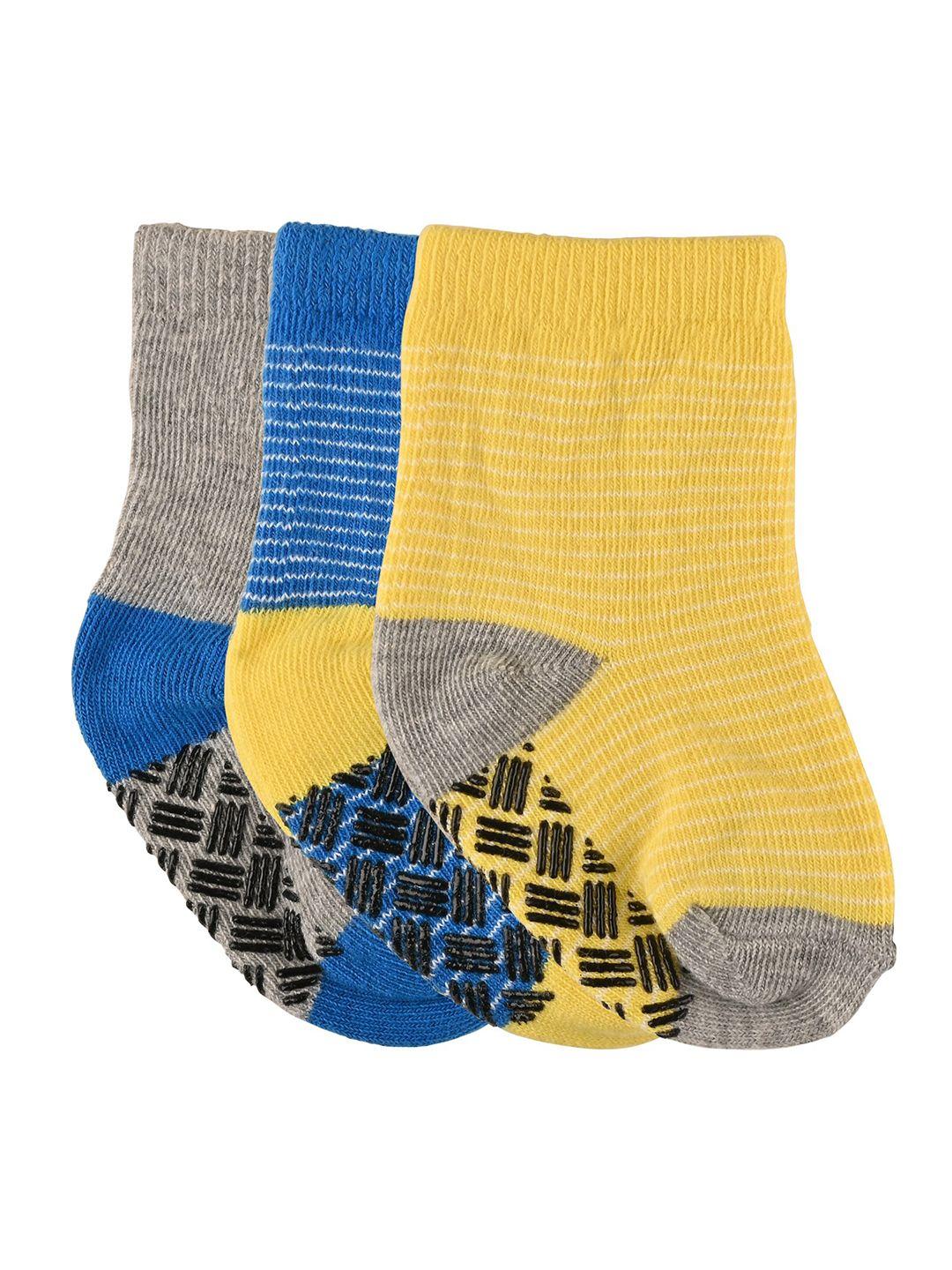 nuluv infant boys pack of 3 striped cotton ankle-length socks