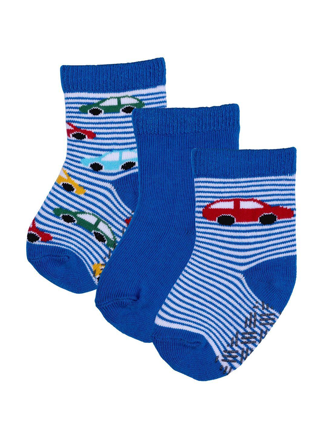 nuluv boys pack of 3 blue patterned ankle length socks