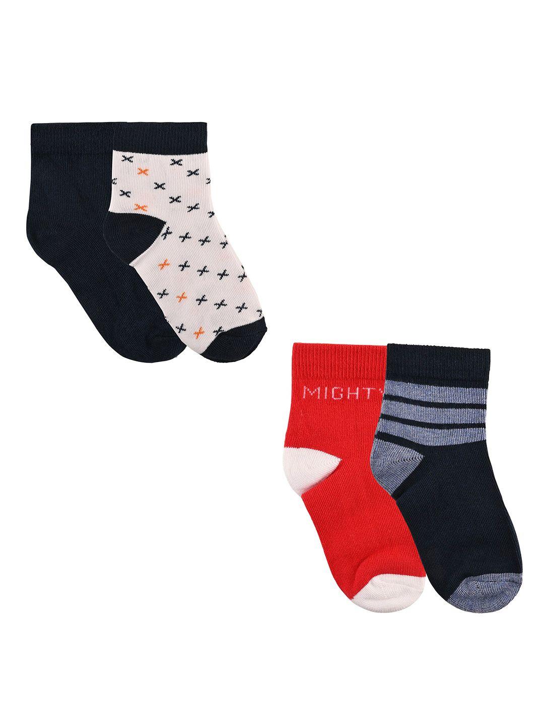 nuluv boys set of 4 ankle length cotton socks