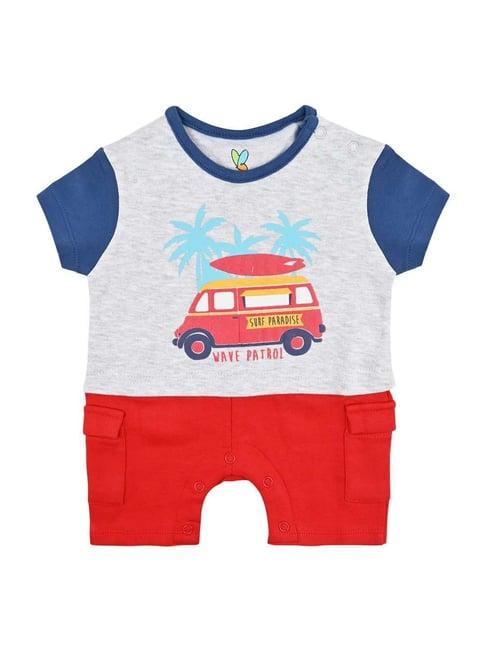 nuluv kids grey & red cotton printed romper