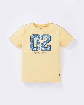 numeric print crew-neck cotton t-shirt