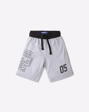 numeric print shorts with contrast elasticated drawstring waist
