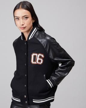 numeric pattern biker jacket