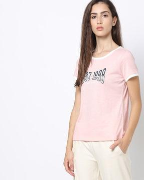 numeric print round-neck t-shirt