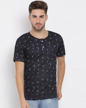 numeric print slim fit crew-neck t-shirt