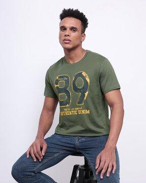 numeric print slim fit crew-neck t-shirt